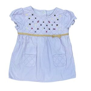 Gymboree Lilac Corduroy Baby Dress with Floral Embroidery